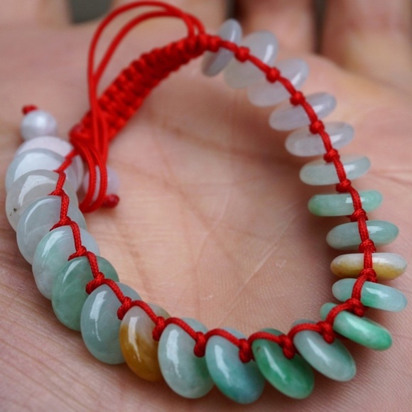 3 Color 100% Natural Untreated Grade A Icy Jade Jadeite Doughnut Bracelet Nice - Picture 2 of 6